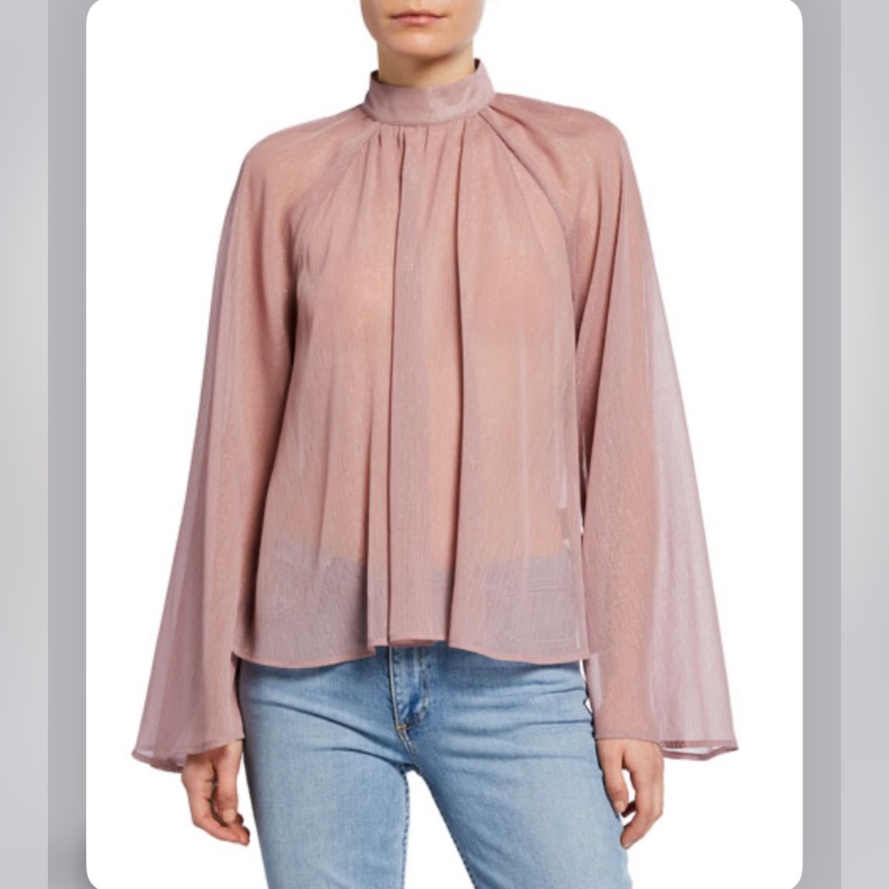 RTA Tennessee Mock Neck Metallic Blouse-NWT